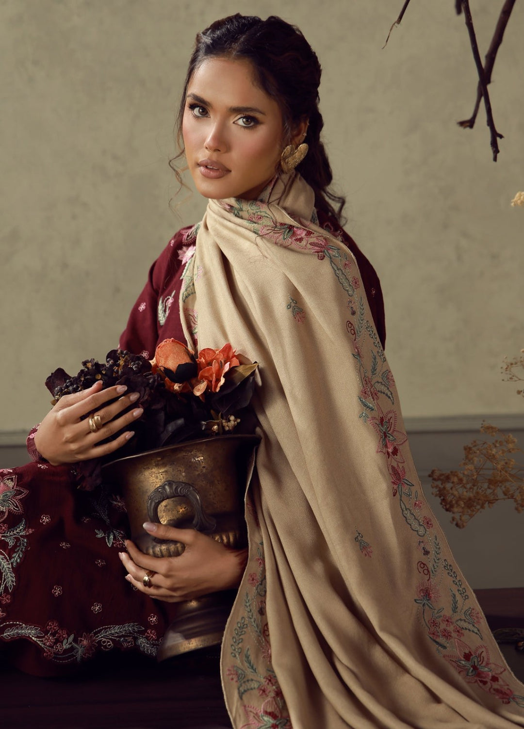 Sahar Unstitched Embroidered Khaddar 3 Piece Suit Afsana Winter Collection