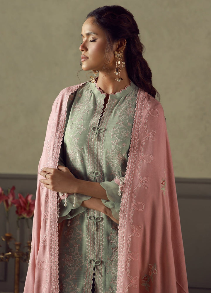 Sahar Unstitched Embroidered Khaddar 3 Piece Suit Sage Winter Collection