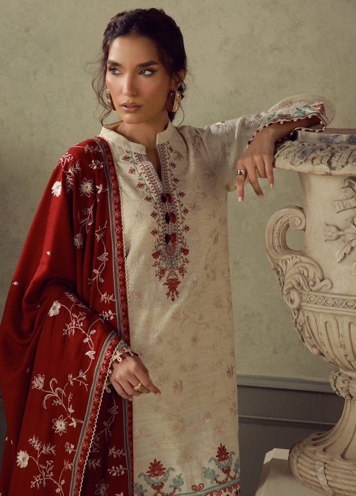 Sahar Unstitched Embroidered Khaddar 3 Piece Suit Ruby Winter Collection