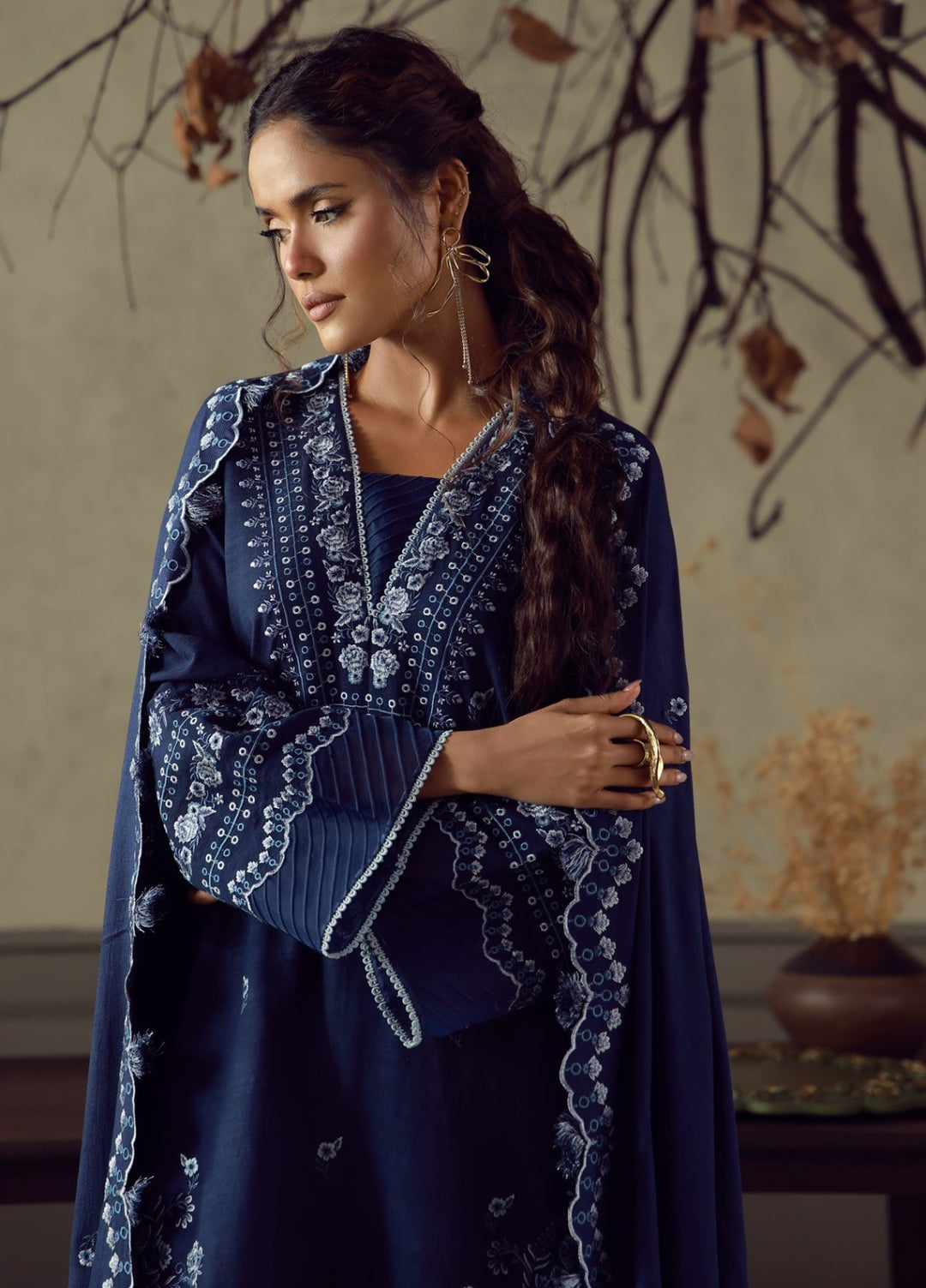 Sahar Unstitched Embroidered Khaddar 3 Piece Suit Aurelia Winter Collection