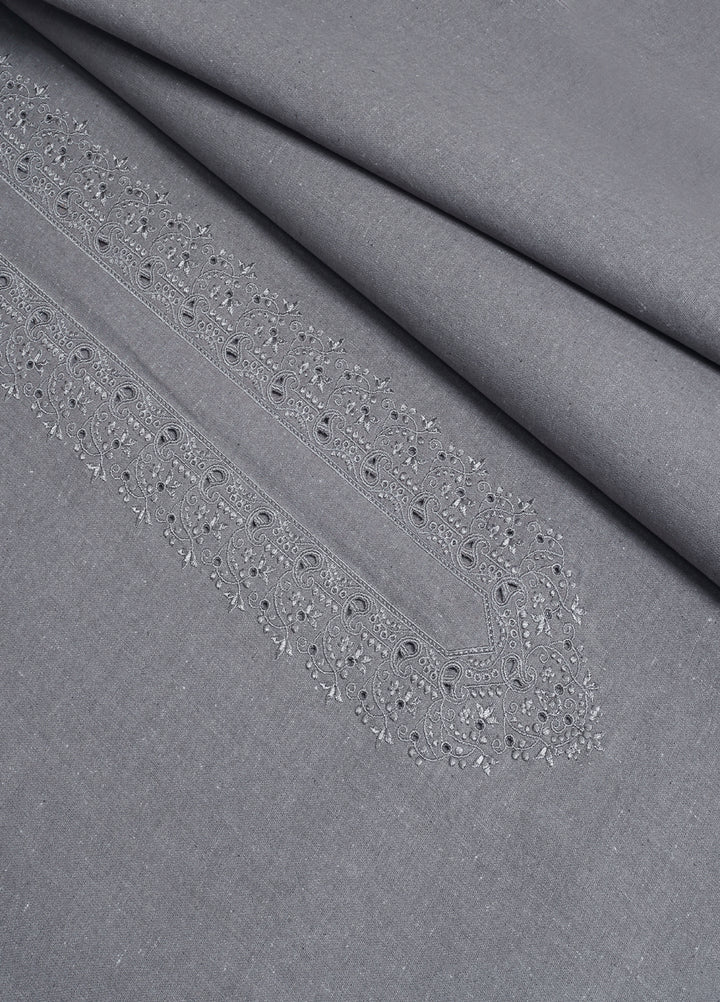 Wasaya by Fabrich Men Unstitched Embroidered Khaddar 2 Piece Suit Grey Winter Collection
