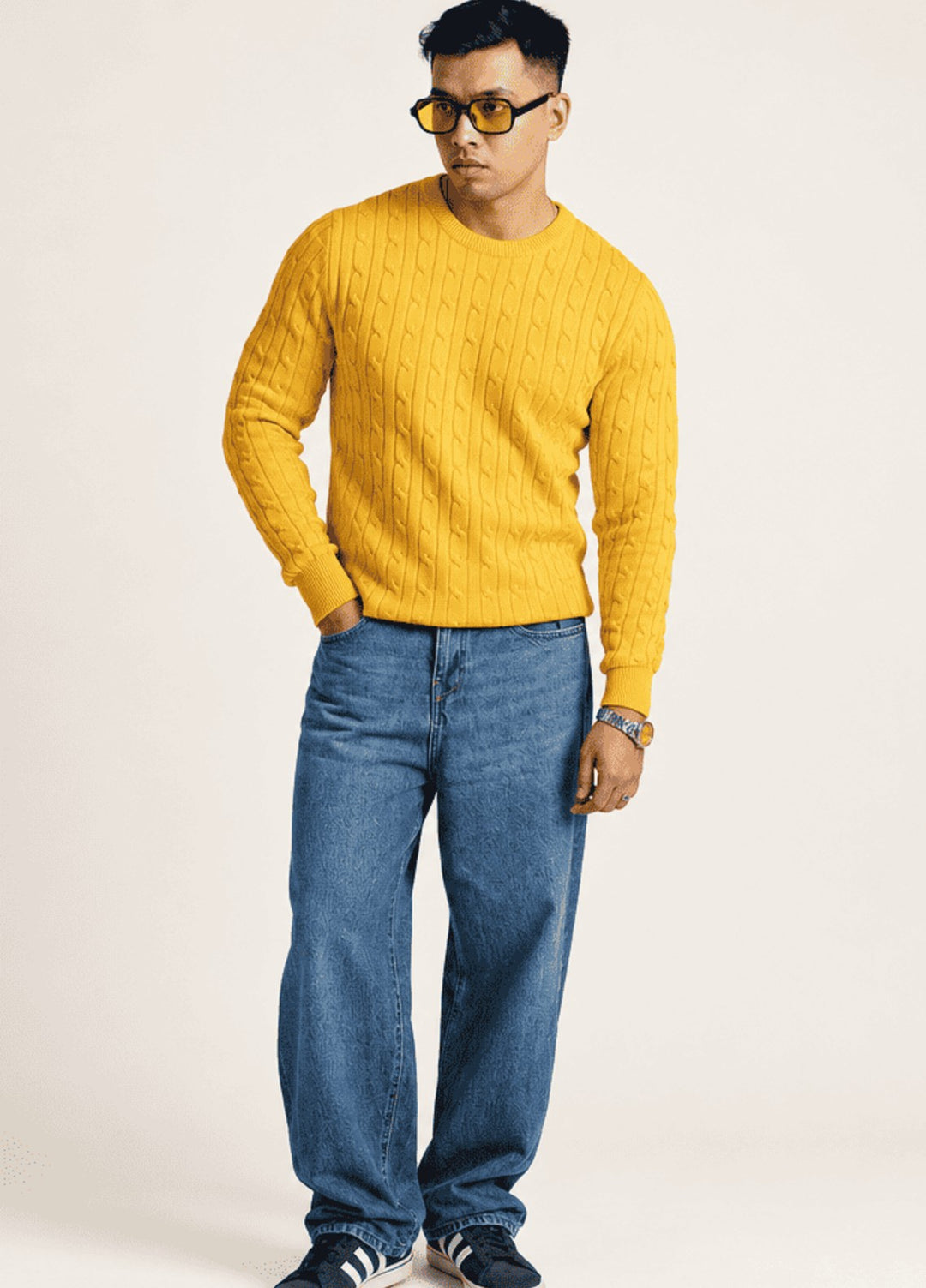 Artezan Inc RTW Solids Cotton Jumper Cable Knit Crew Casual Collection