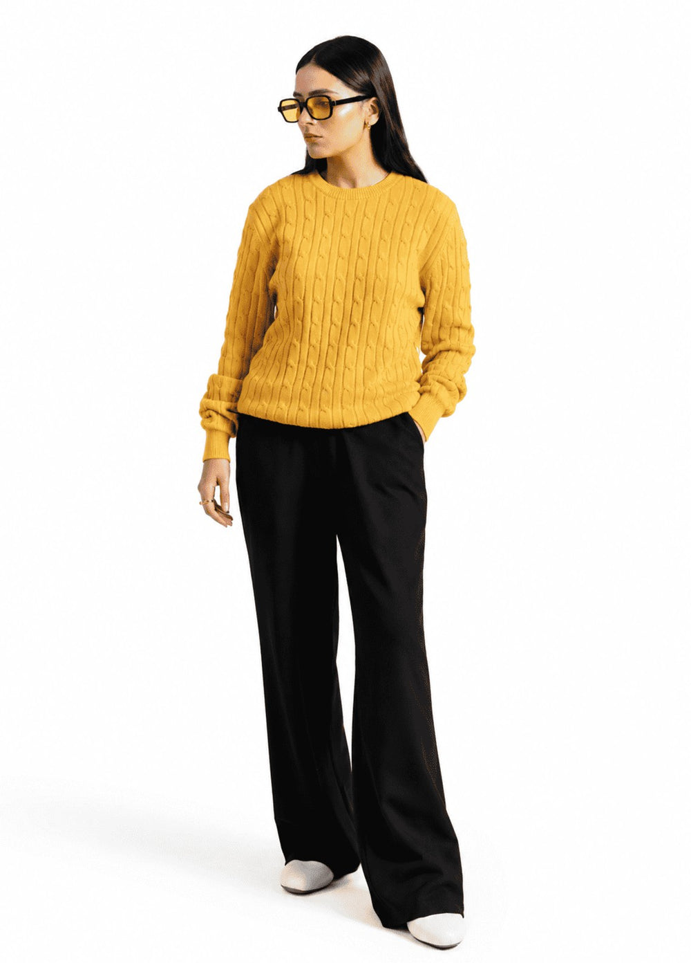 Artezan Inc RTW Solids Cotton Jumper Cable Knit Crew Casual Collection