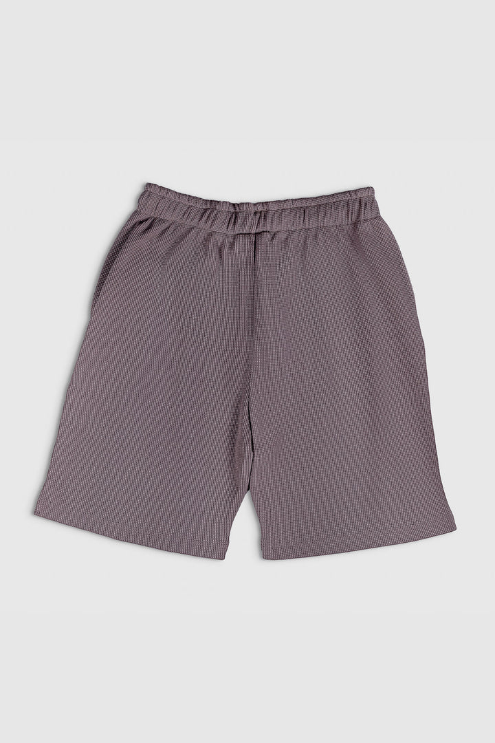 Muraqsh Ready To Wear Solids Waffle Men British Tan Textured Shorts with Hidden Drawstring ABD-BTWSHS - Summer Collection
