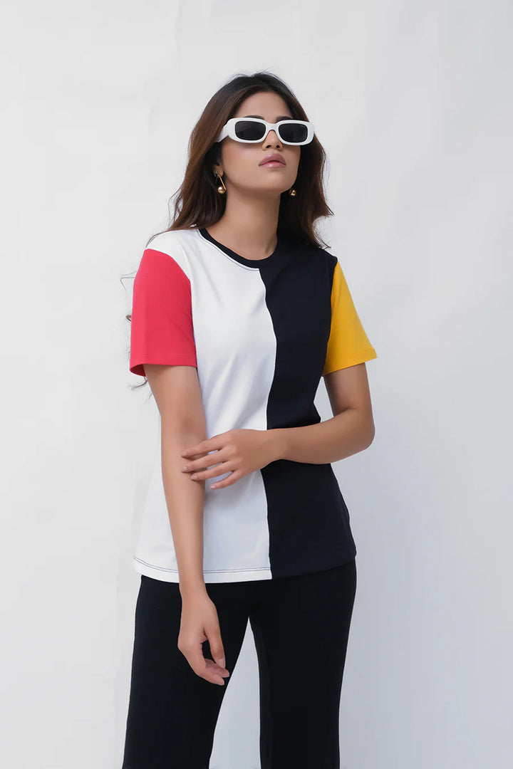 Dhaga Women Western Printed T- Shirt jersy Black and White DH100099 - Summer Collection