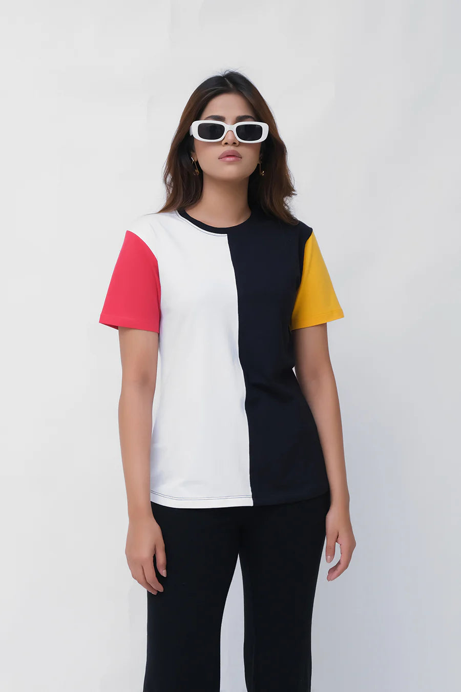 Dhaga Women Western Printed T- Shirt jersy Black and White DH100099 - Summer Collection