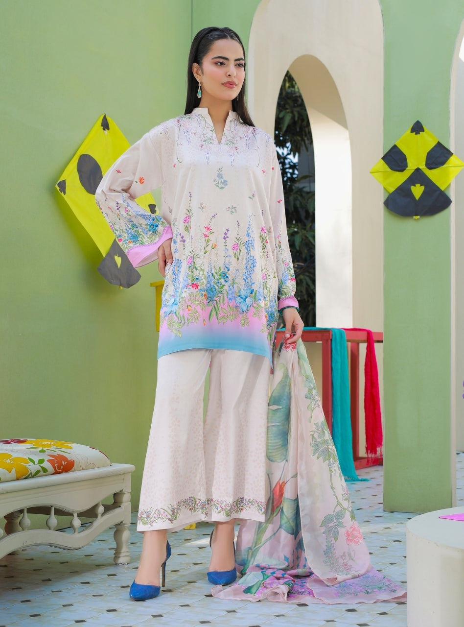 Printnation by Anayra Amal RTW Printed Poly Raw Silk 3 Piece Soft Static - Casual Collection