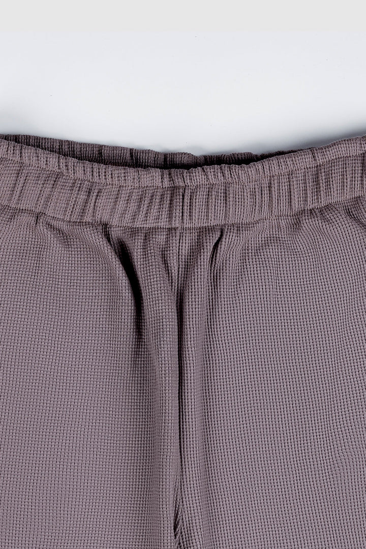 Muraqsh Ready To Wear Solids Waffle Men British Tan Textured Shorts with Hidden Drawstring ABD-BTWSHS - Summer Collection