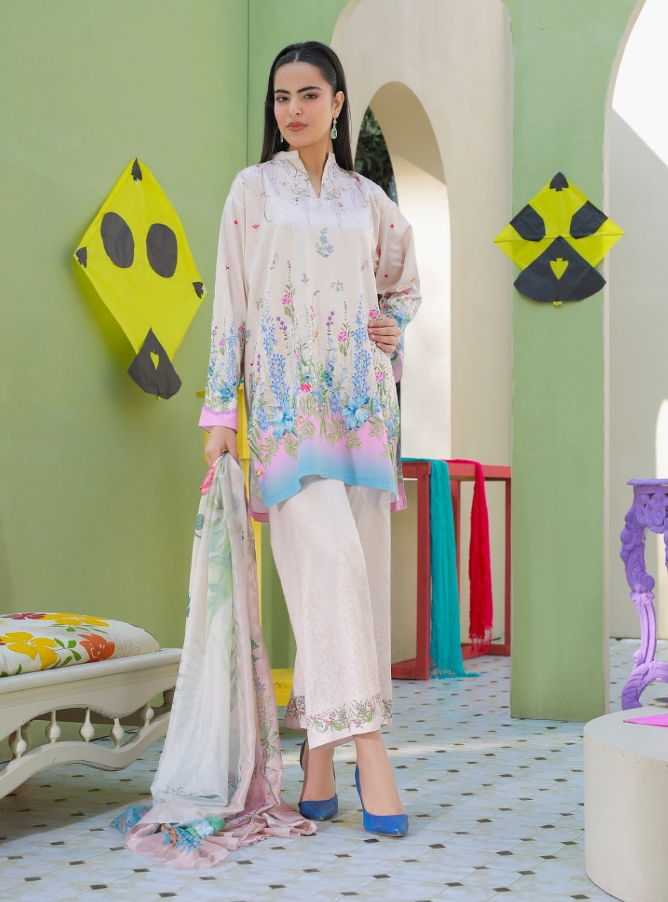 Printnation by Anayra Amal Unstitched Printed Ploy Raw Silk 3 Piece Soft Static - Casual Collection