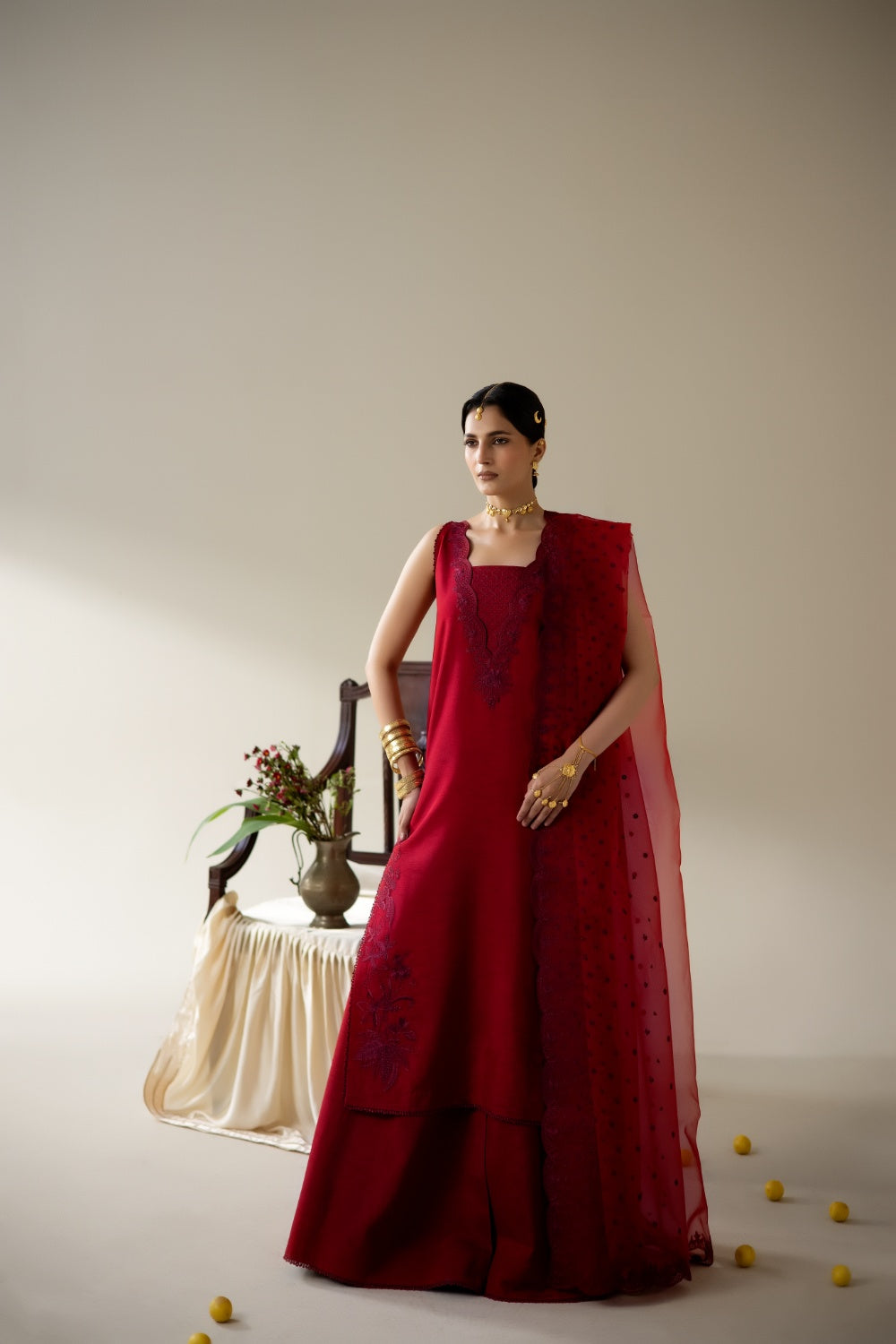 Lune Des Fleurs by Enzo RTW Embroidered Korean Silk 3 Piece Suit INES Festive Collection