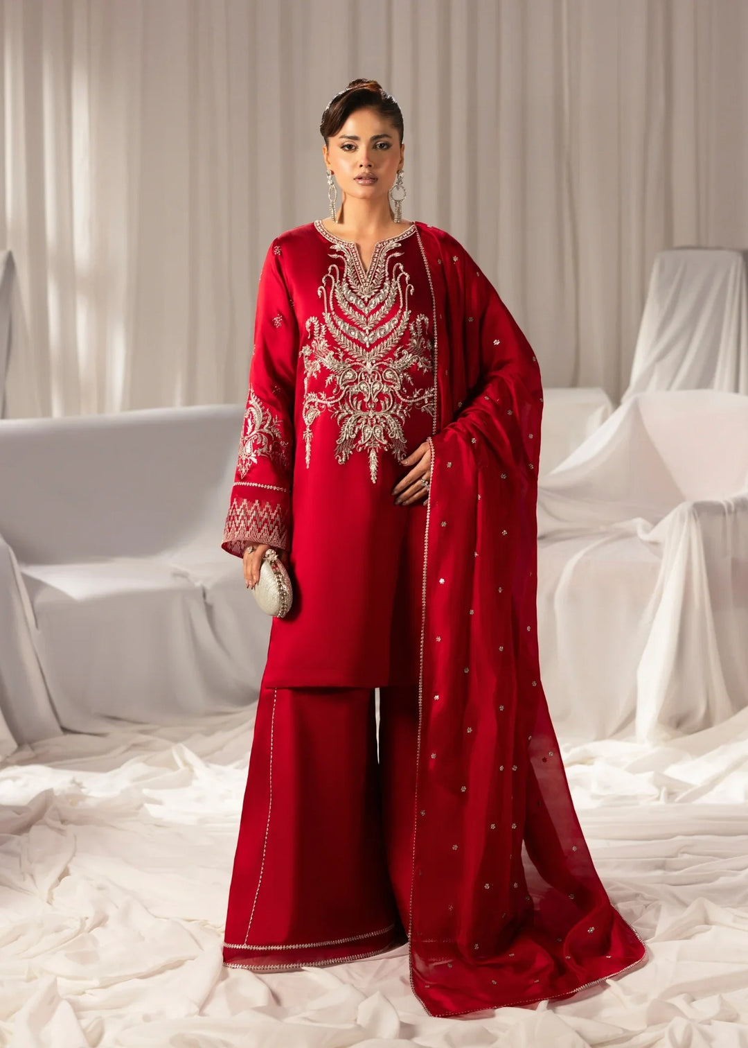 Celeste by Jamni RTW Embroidered Sheesh Silk 3 Piece Suit AMBER Festive Collection