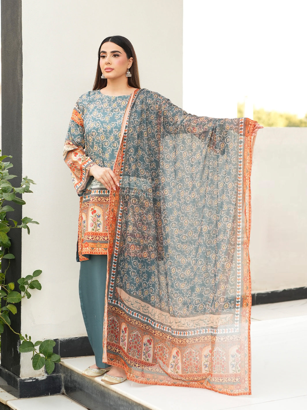 TNG Women Luxury Pret Printed Crepe 3 Piece Suit Mehraab - Casual Collection