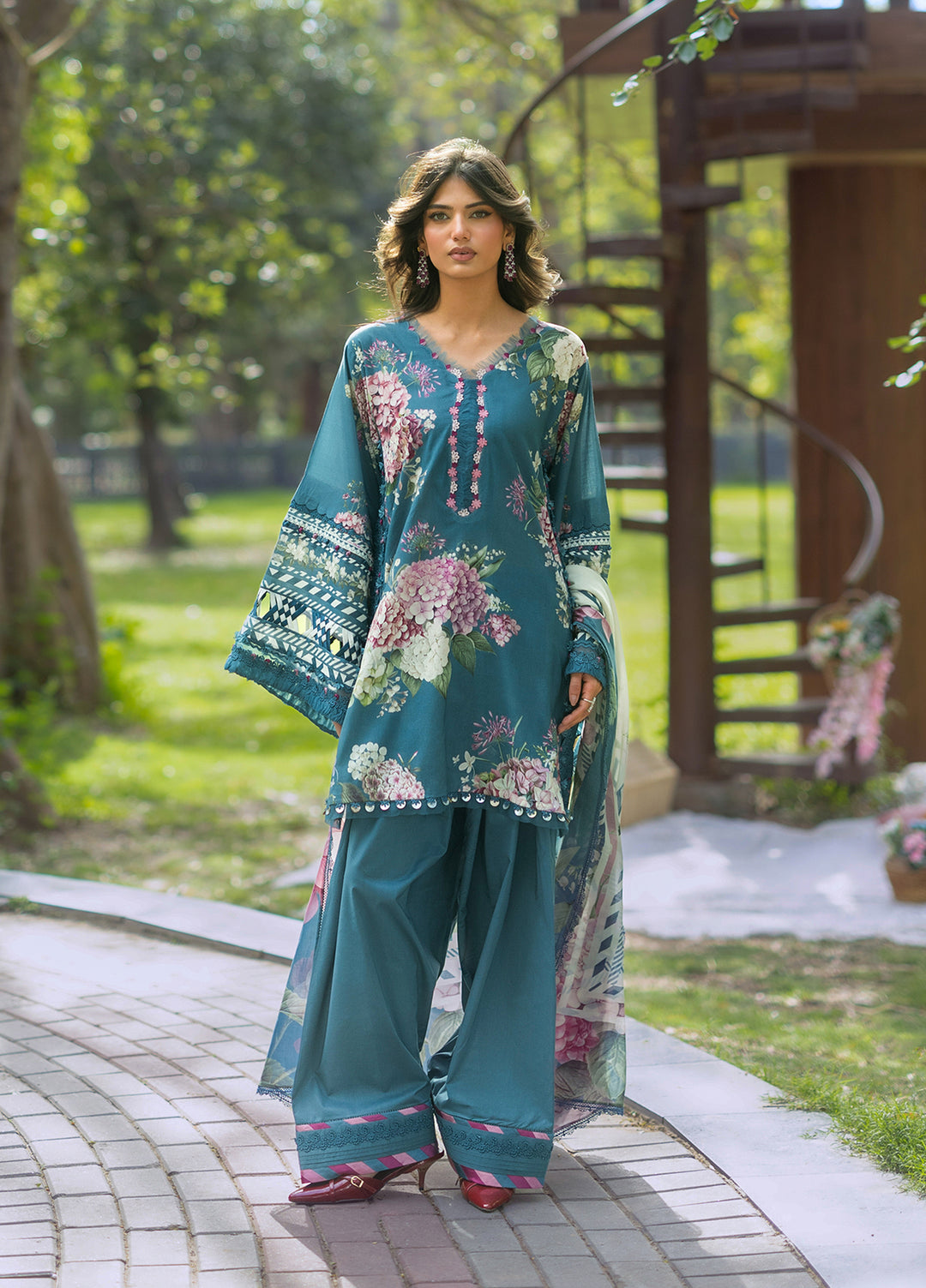 Bridgerton by Elaf Unstitched Printed Lawn 3 Piece Suit EL26ULB EPB-8A - Summer Collection
