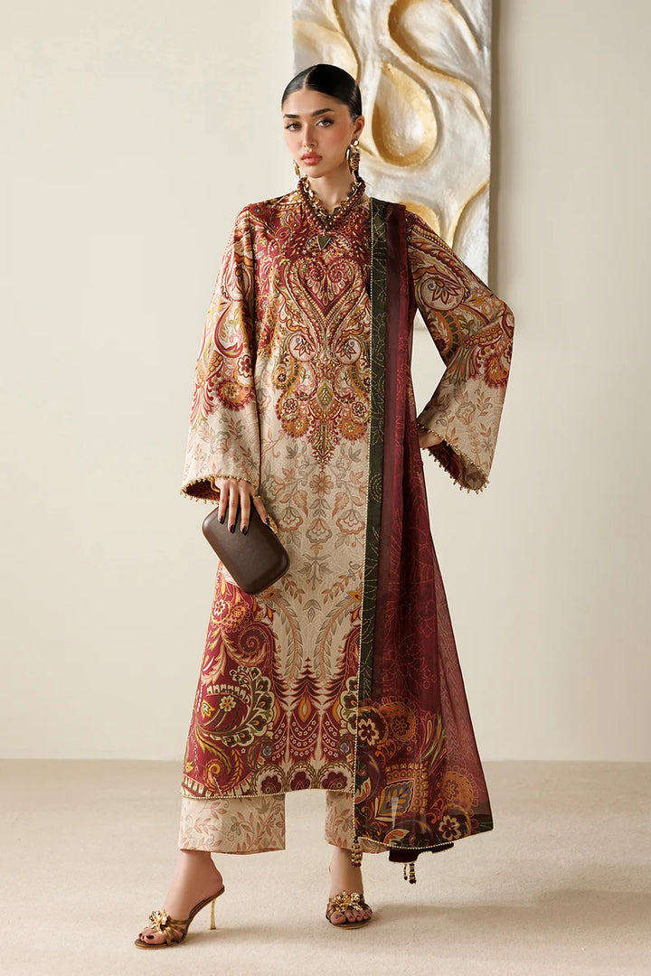 Orlina by Jazmin Unstitched Printed Rawsilk 3 Piece Suit JZ26UO OR26-D08 - Festive Collection