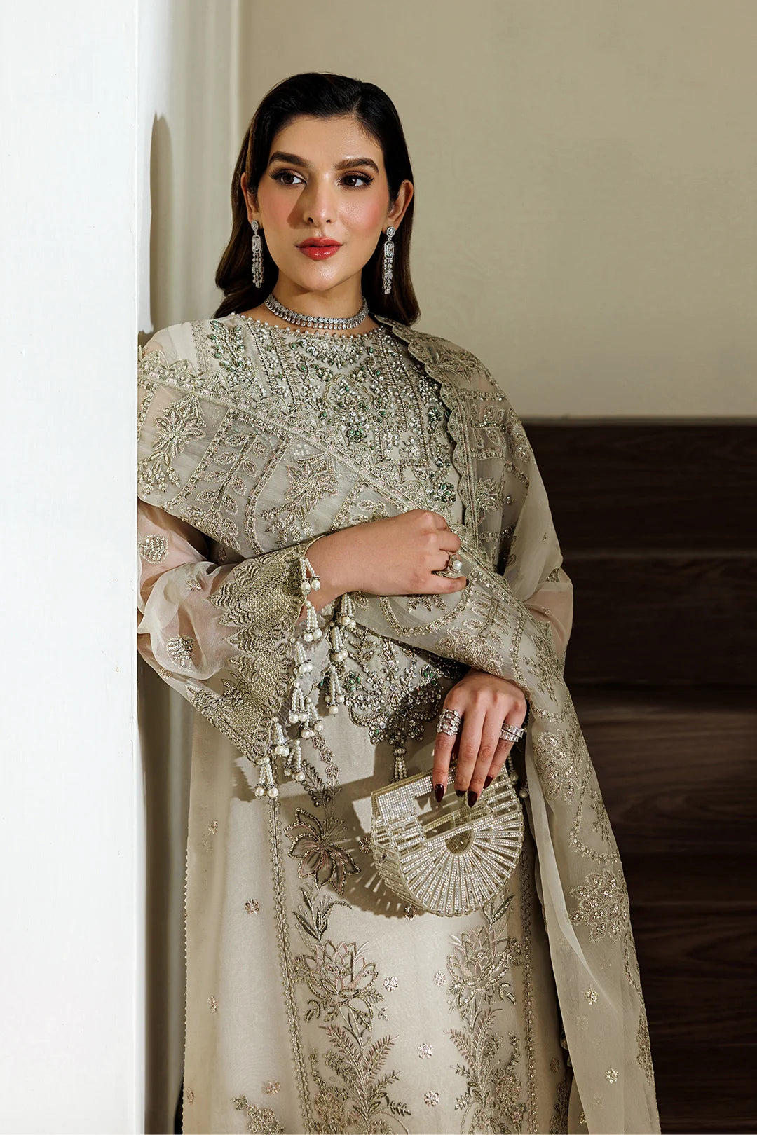 Alizeh Fashion Unstitched Embroidered Chiffon 3 Piece Suit AF26UCF AF-BHM-4074-Navya - Festive Collection