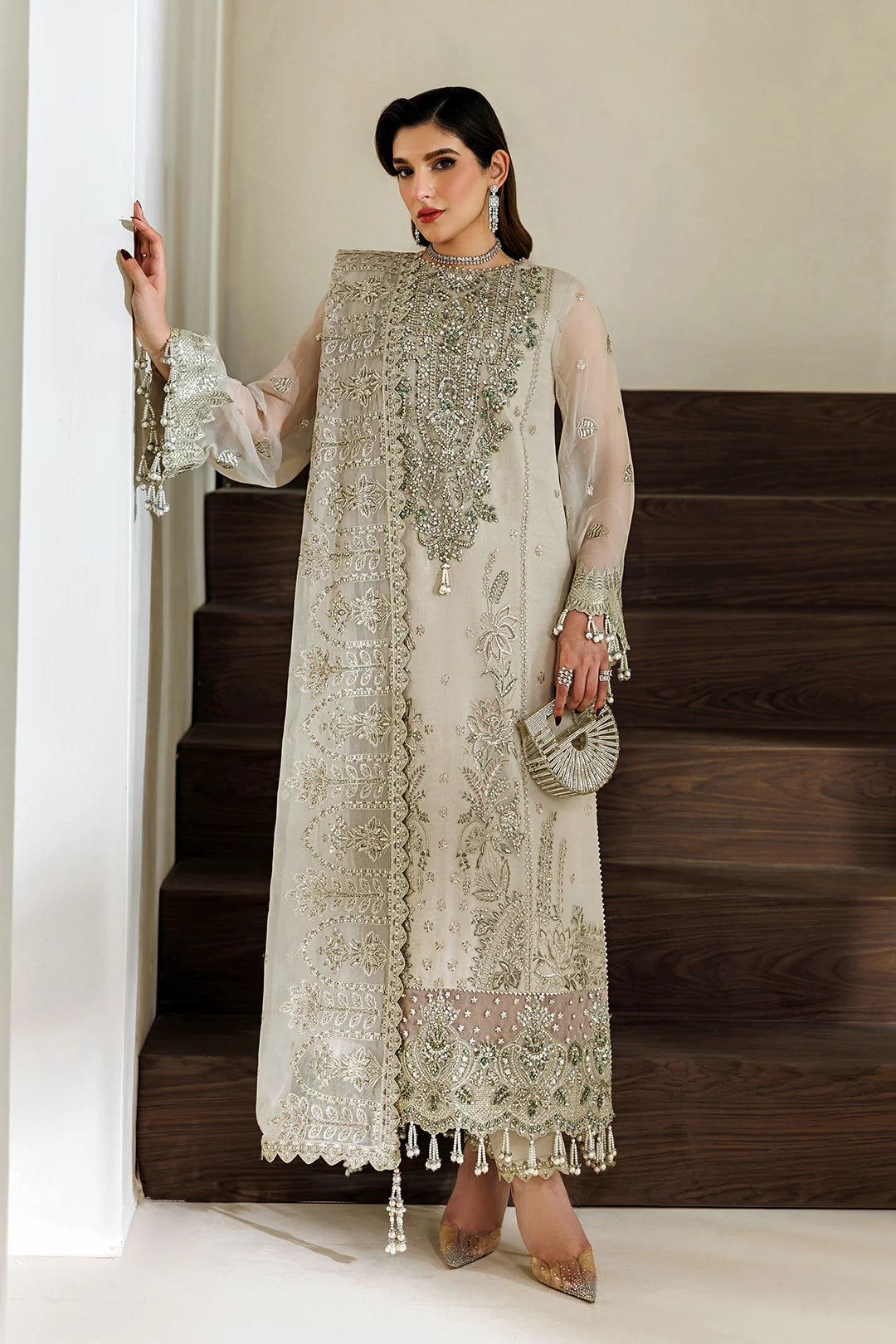 Alizeh Fashion Unstitched Embroidered Chiffon 3 Piece Suit AF26UCF AF-BHM-4074-Navya - Festive Collection