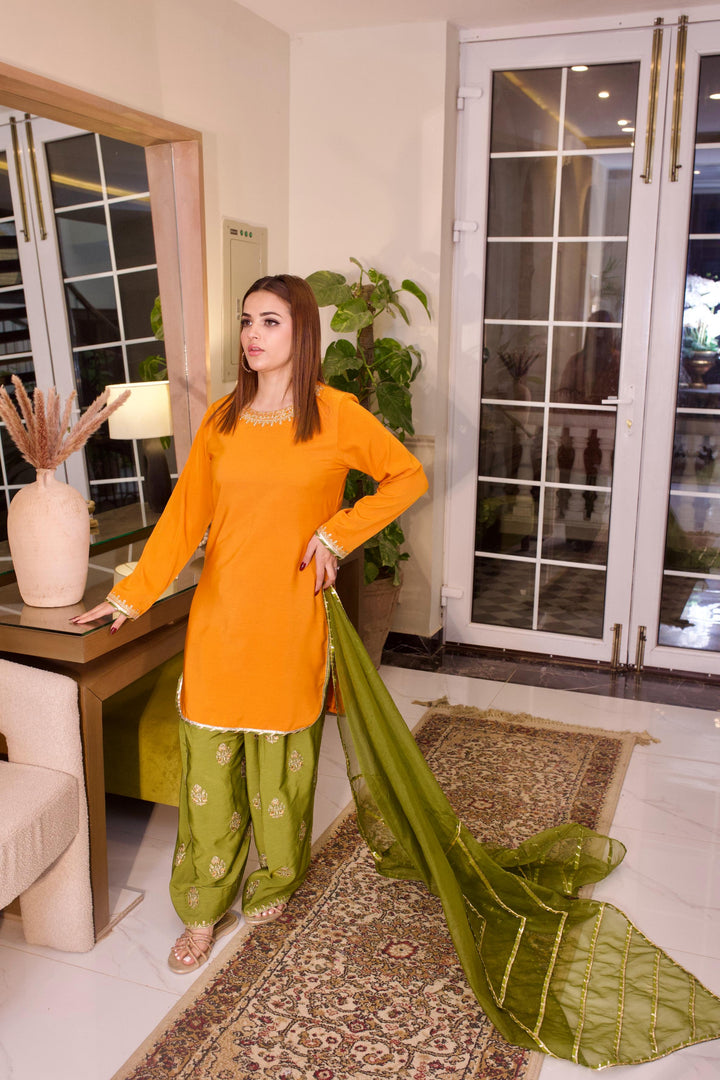 Dilkash by Reezas Women Pret 3 Piece Embroidered Raw Slik Sehar Naz - Festive Collection