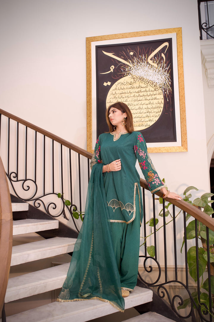 Dilkash by Reezas Women Pret 3 Piece Embroidered Velvet Nazneen - Festive Collection