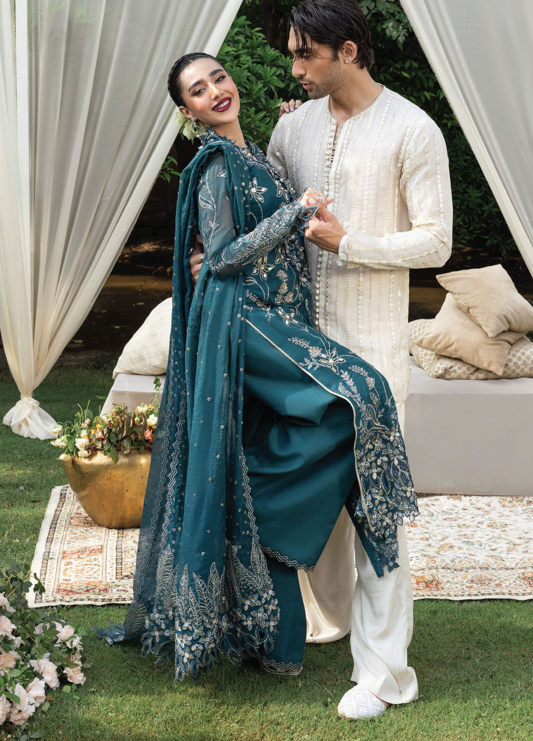 Rang Rasiya Embroidered Cotton Net Suits Unstitched 3 Piece RR25WF D-04 Nawal - Wedding Collections