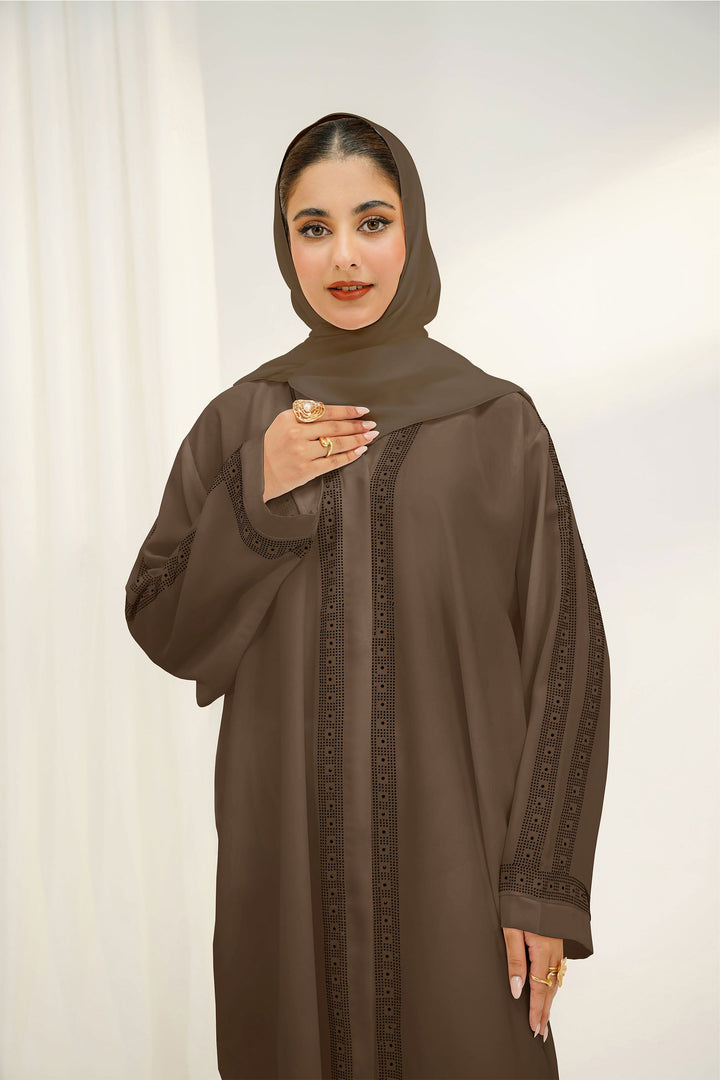 Divinely Crafted Abaya Casual Crepe 1 Piece Ramlah Abaya | Buttoned Up