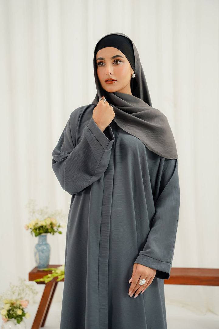 Divinely Crafted Abaya Casual Crepe 1 Piece Safa Abaya | Solid