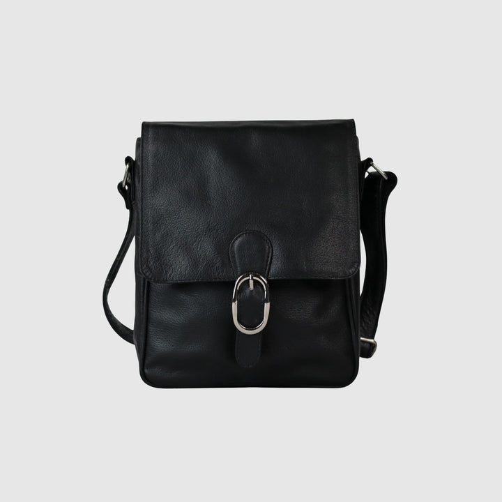 Lafanzo Unisex Leather Edge Crossbody Pack Black - Accessories Collection