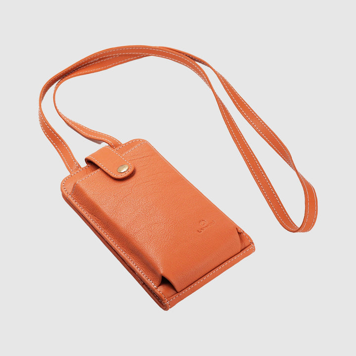 Lafanzo Unisex Leather Femora Crossbody Phone Pouch Orange - Accessories Collection