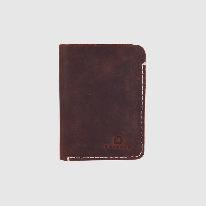 Lafanzo Unisex Leather LO Mini Fold Wallet Dark Rust Brown - Accessories Collection