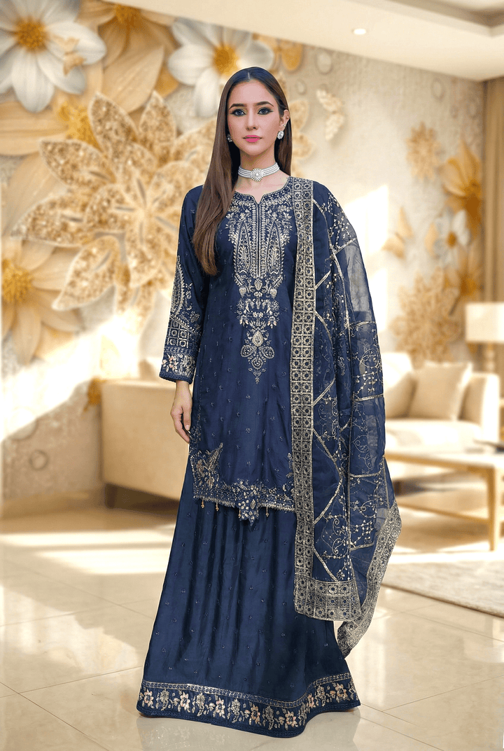 Chashni by Maherposh RTW Embroidered Raw Silk 3 Piece Suit FHM-1046 Festive Collection