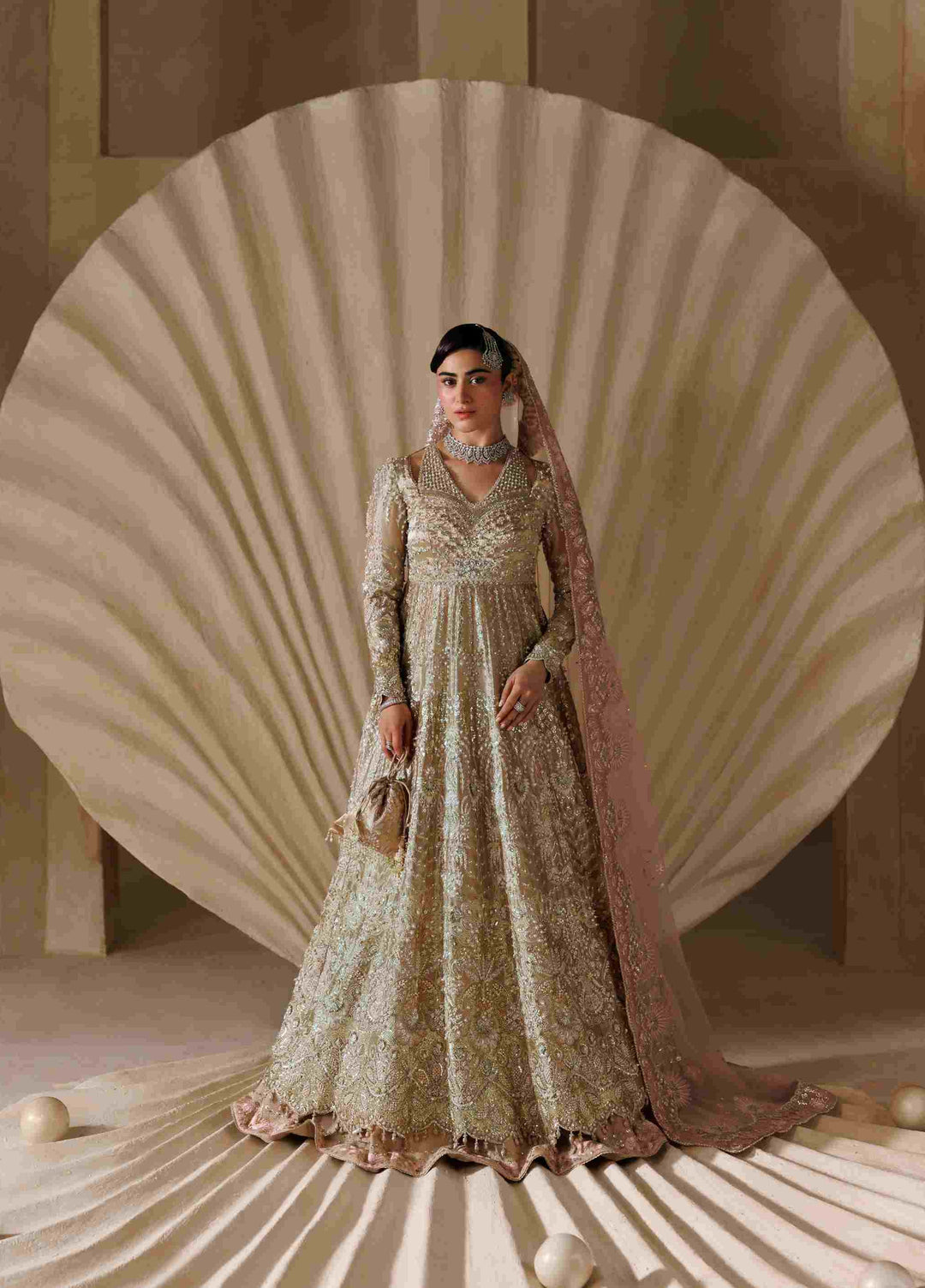 Sardinia Brides Unstitched Hand work Tissue 3 Piece Suit SR26UB Regalia 1803 - Wedding Collection