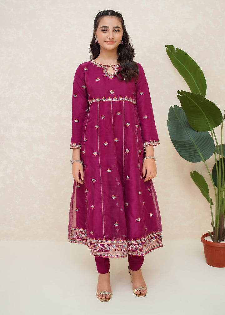Modest Girls RTW Embroidered Organza 3 Piece Suit Purple Wedding Collection