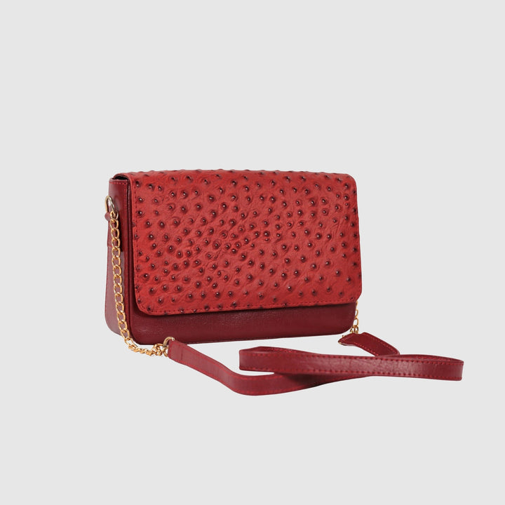 Lafanzo Unisex Leather Ostrina Clutch Bag Crimson Red - Accessories Collection