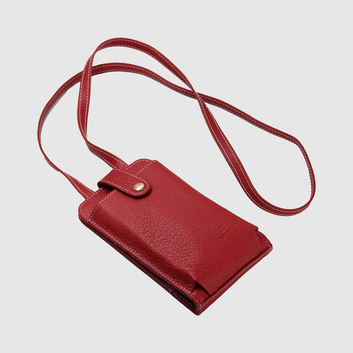 Lafanzo Unisex Leather Femora Crossbody Phone Pouch Ruby Red - Accessories Collection