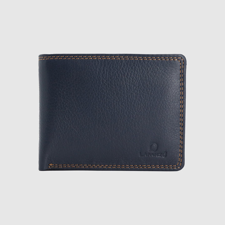 Lafanzo Unisex Leather LO Padded Wallet Dark Blue & Tan - Accessories Collection