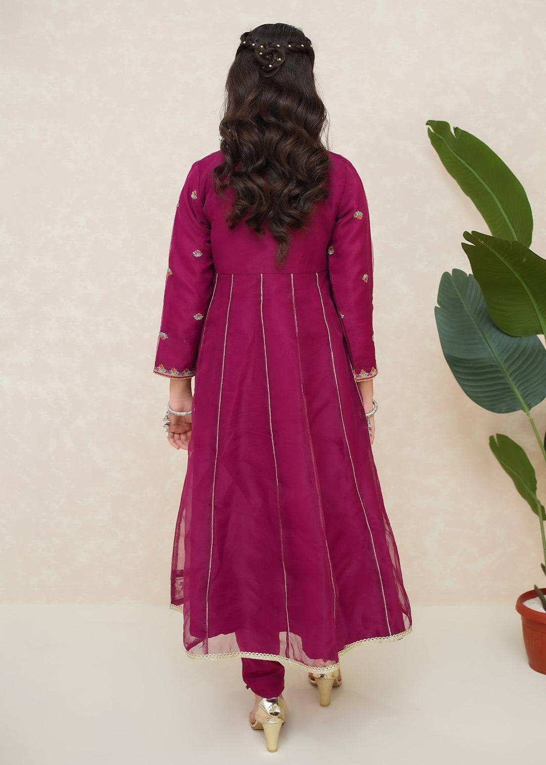 Modest Girls RTW Embroidered Organza 3 Piece Suit Purple Wedding Collection