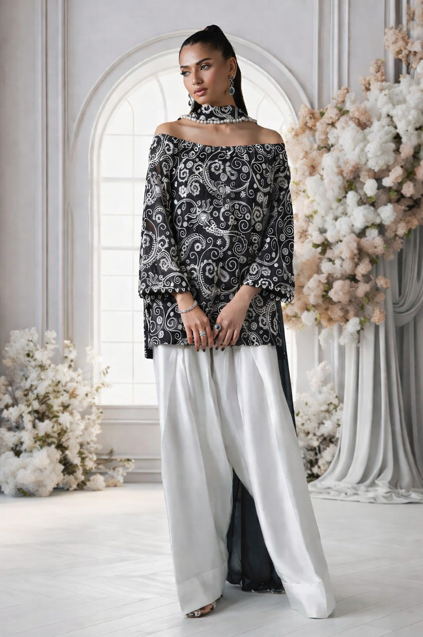 Mehr From Nizka By Nida Rehan RTW Embroidered Butter Silk 2 Piece Suit Zera - Festive Collection