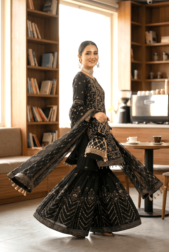 Chashni by Maherposh RTW Embroidered Raw Silk 3 Piece Suit FHM-1044-P Festive Collection