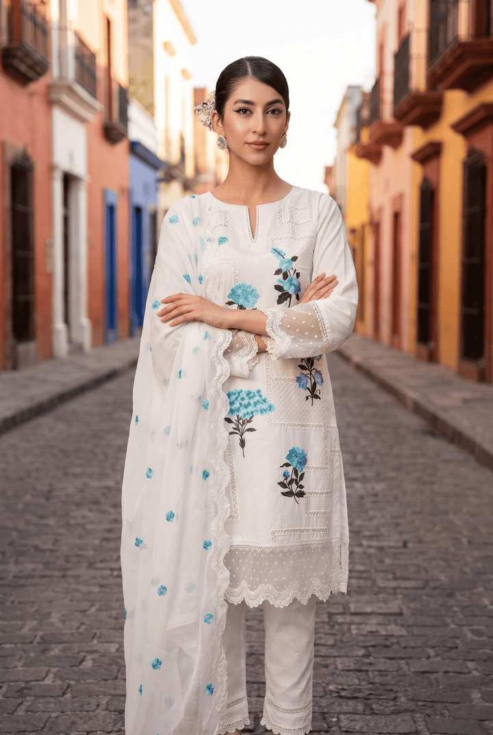 Celestia Luxe by Maherposh RTW Chikankari Lawn 3 Piece Suit Bluebell Whisper SS-208 Casual Collection