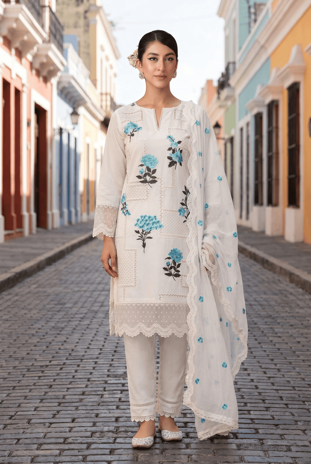 Celestia Luxe by Maherposh RTW Chikankari Lawn 3 Piece Suit Bluebell Whisper SS-208 Casual Collection