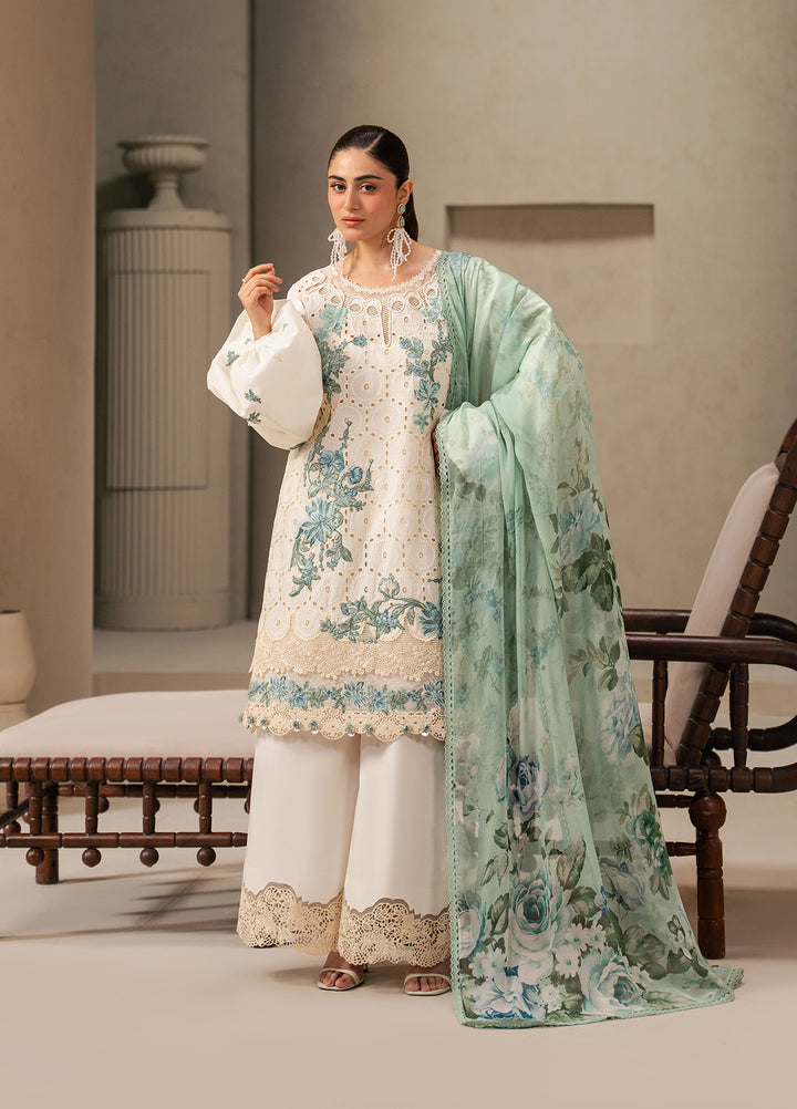 E-Craft by Elaf Unstitched Embroidered Lawn 3 Piece Suit EHC-1A Vanilla - Casual Collection