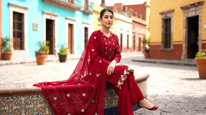 Celestia Luxe by Maherposh RTW Chikankari Lawn 3 Piece Suit Blush Mirage SS-204 Casual Collection