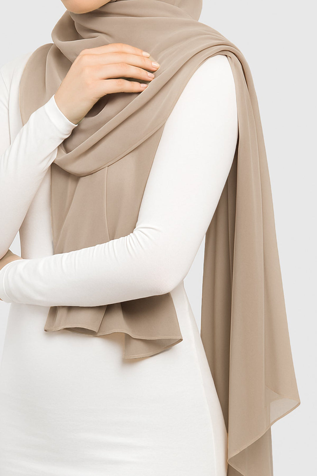 Divinely Crafted Chiffon Solids Hijab 1 Piece Beige HJ-CHF-015 - Summer Collection