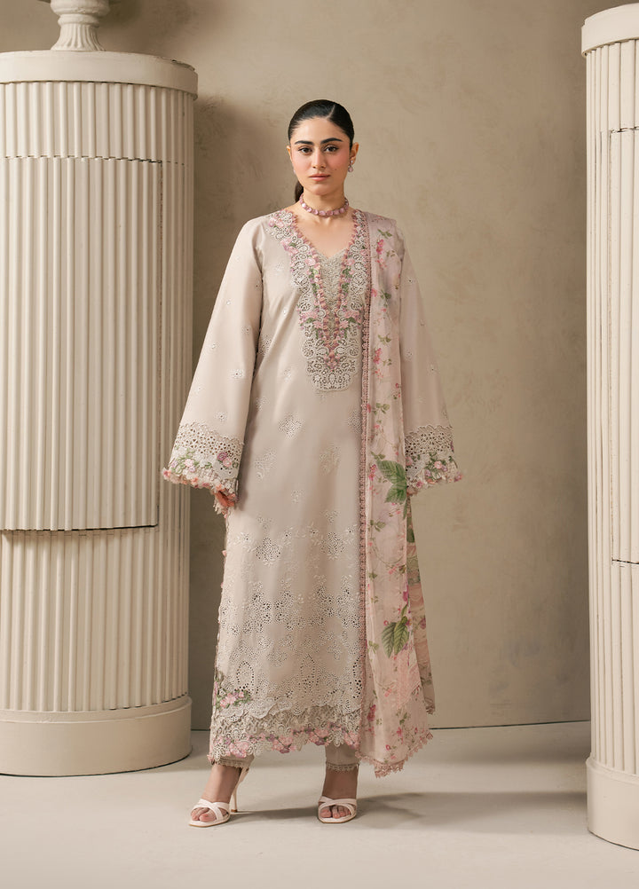 E-Craft by Elaf Unstitched Embroidered Lawn 3 Piece Suit EHC-6B Clay - Casual Collection
