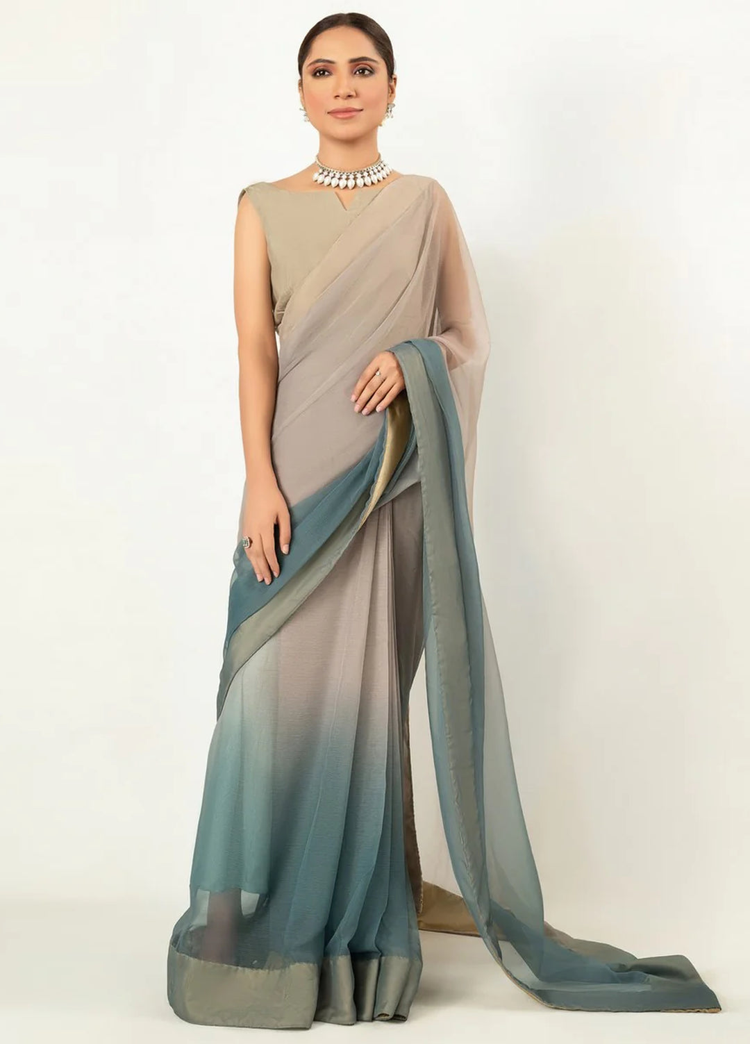 Imran Aftab RTW Printed Chiffon Saree Suit IASC 02 - Festive Collection
