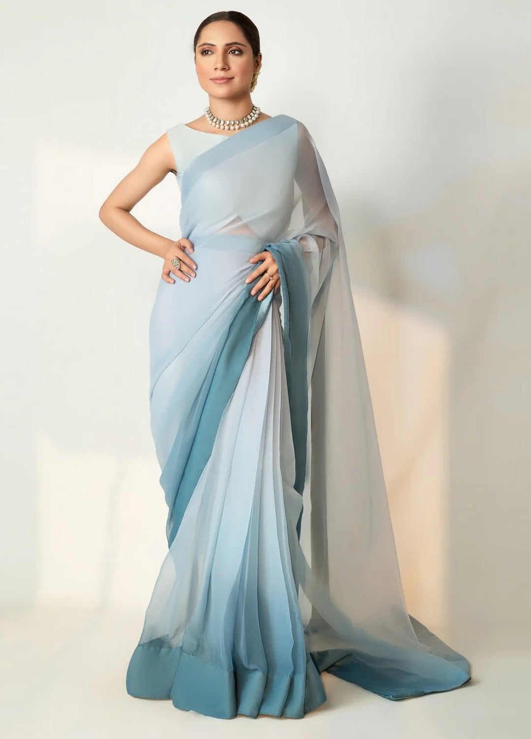 Imran Aftab RTW Printed Chiffon Saree IASC-UF-10 - Festive Collection