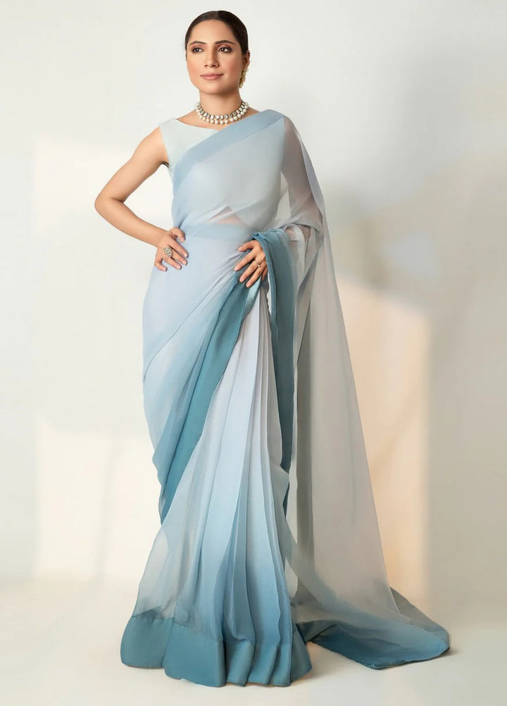 Imran Aftab RTW Printed Chiffon Saree IASC-UF-10 - Festive Collection