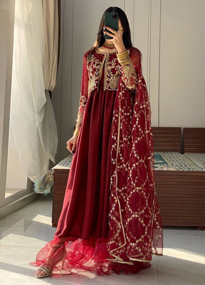 Amber Imran Pret Embroidered 3 Piece Suit Ruby royal