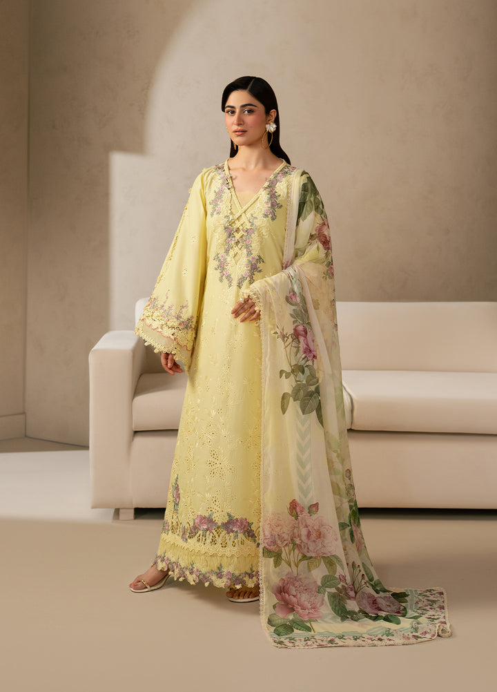 E-Craft by Elaf Unstitched Embroidered Lawn 3 Piece Suit EHC-3A Sunstone - Casual Collection