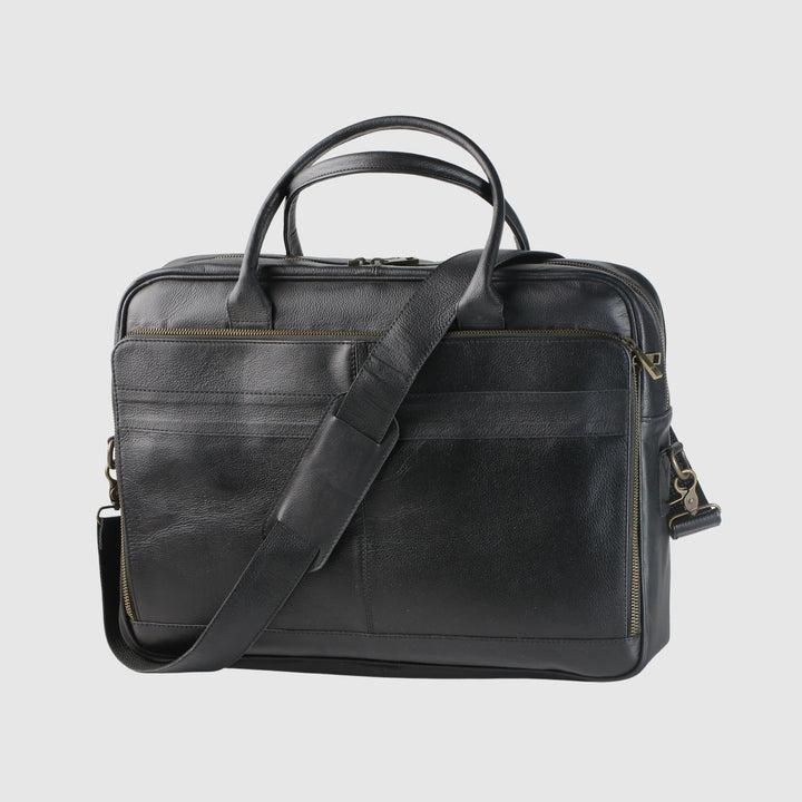 Lafanzo Unisex Leather Executive Laptop Bag Black - Accessories Collection