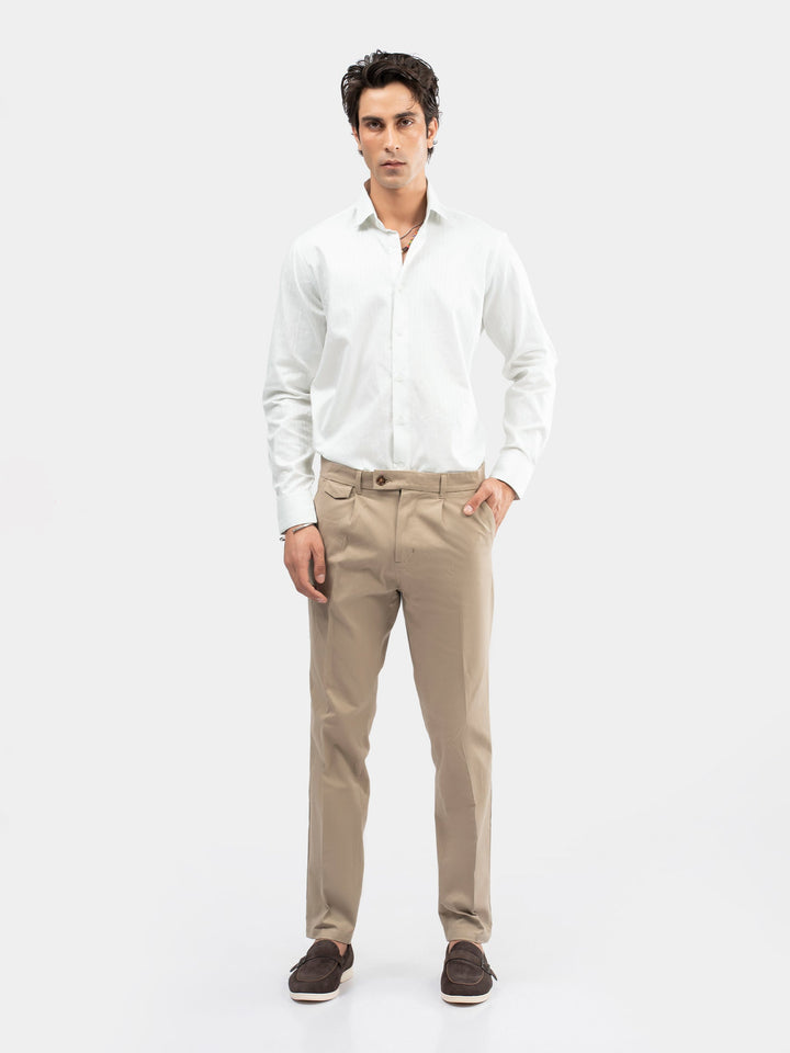 Brumano Mens RTW Solids Cotton Shirt White Structured Striped Casual Collection